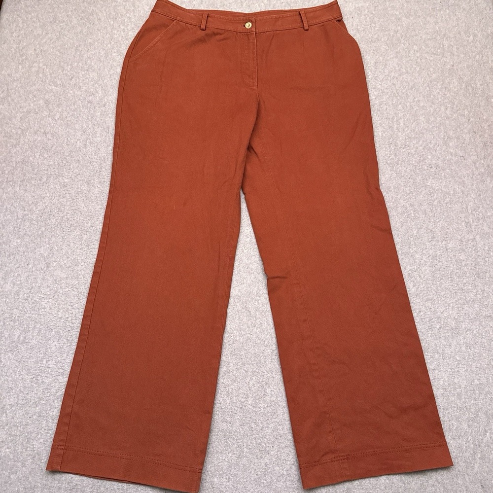 St. John Sport Marie‎ Gray Wide Leg Pants Womens 34x31 Orange High Rise Straight